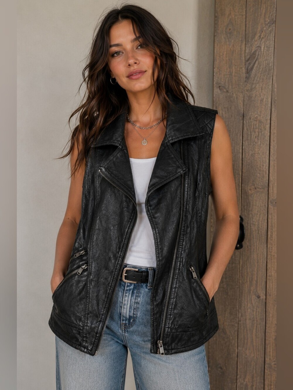 i jeans by Buffalo Black Faux Leather Moto Vest